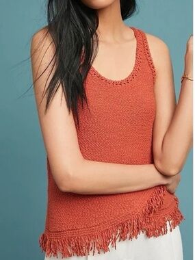 Anthropologie Akemi + Kin Fringed Knit Sweater Tank Top, Size L